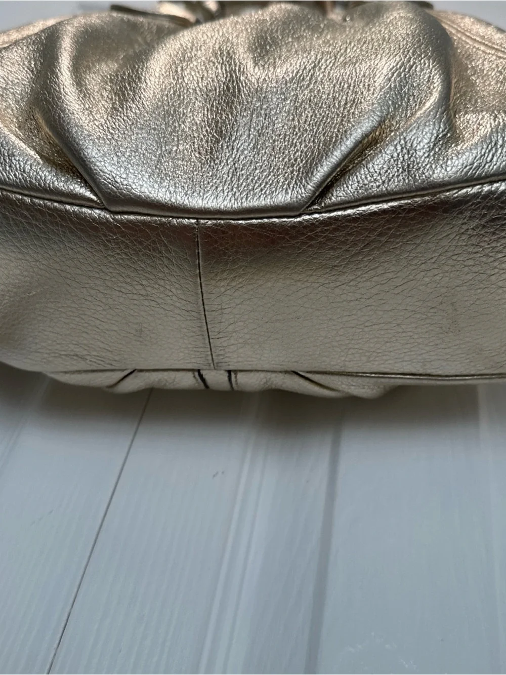 b. makowsky Metallic Gold Leather Shoulder Bag